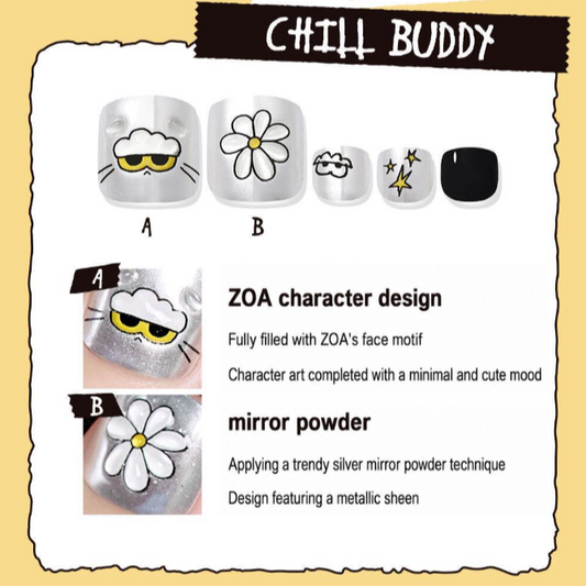 (+ Gift) ZO&FRIENDS x DASHING DIVA magic press - CHILL BUDDY (Pedi)