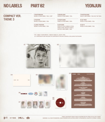 (Weverse Gift) YEONJUN (TXT) - [NO LABELS: PART 02] (Compact Ver.) SET