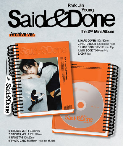 PARK JIN YOUNG - 2nd Mini Album [Said & Done] (Archive Ver.)