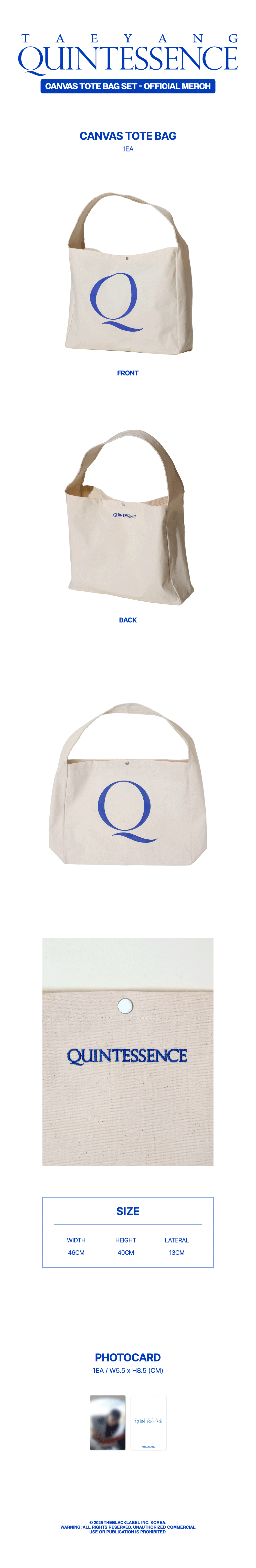 TAEYANG - [QUINTESSENCE MD] CANVAS TOTE BAG SET