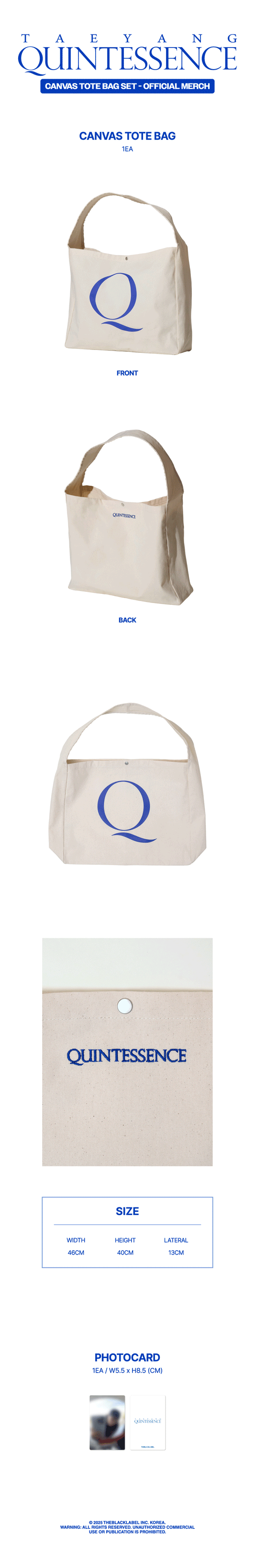 TAEYANG - [QUINTESSENCE MD] CANVAS TOTE BAG SET