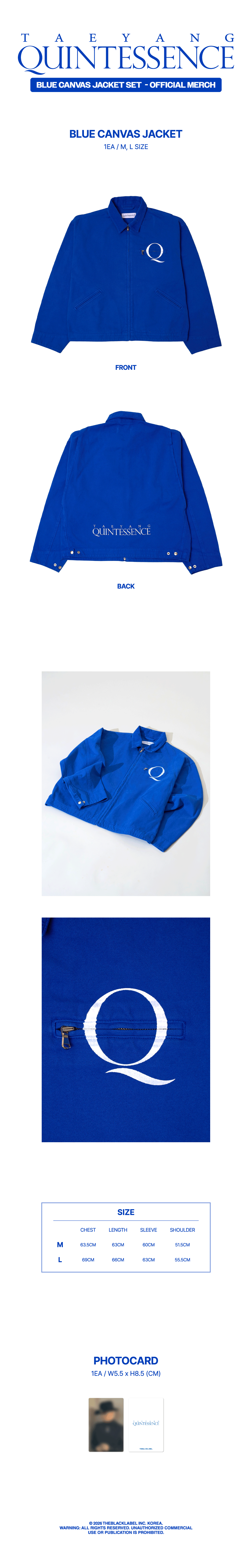TAEYANG - [QUINTESSENCE MD] BLUE CANVAS JACKET SET