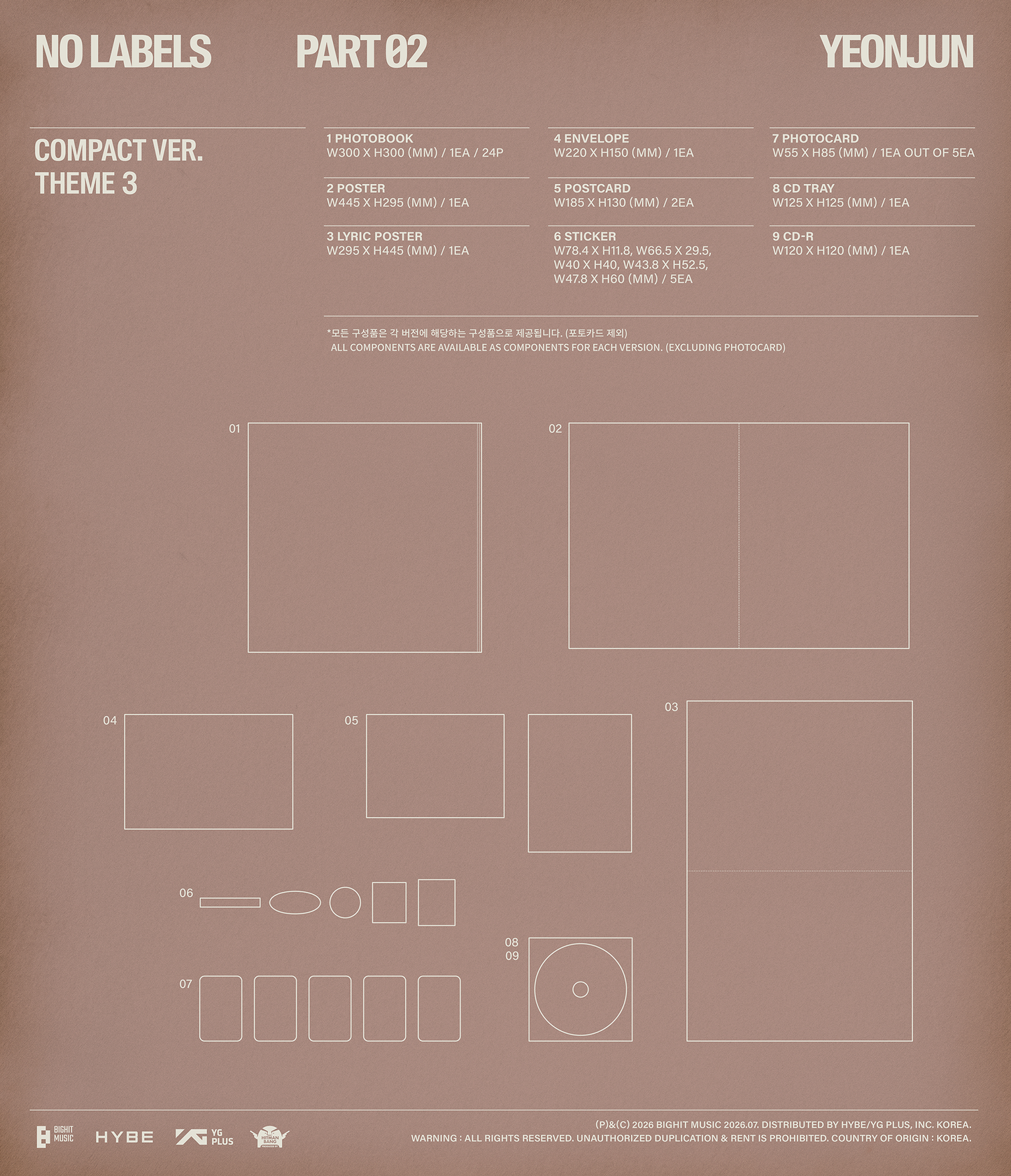 (Makestar Gift) YEONJUN (TXT) - [NO LABELS: PART 02] (Compact Ver.) SET