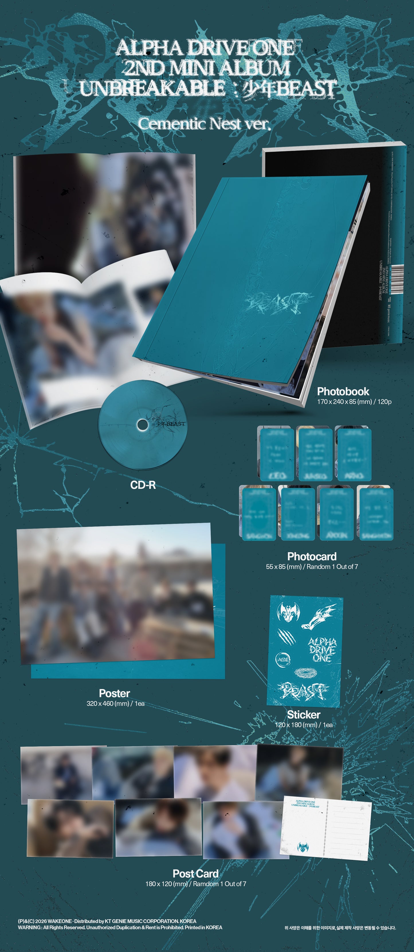 ALPHA DRIVE ONE - 2nd Mini Album [UNBREAKABLE : 少年BEAST] (Cementic Nest Ver.)