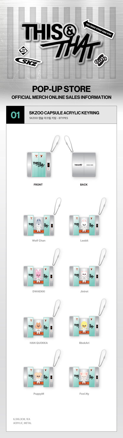 (+ Gift) Stray Kids - [[THIS & THAT] POP-UP MD] SKZOO CAPSULE ACRYLIC KEYRING