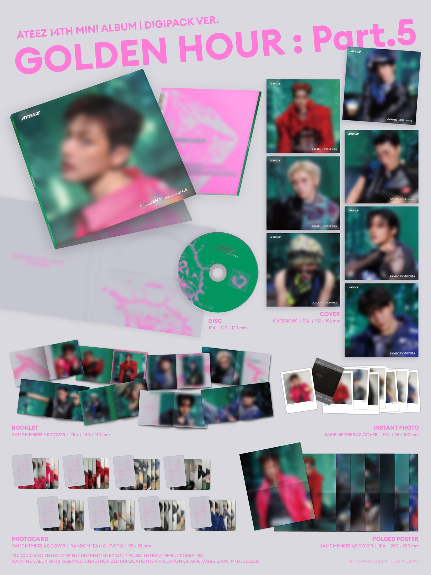(SoundWave Gift) ATEEZ - 14th Mini Album [GOLDEN HOUR : Part.5] (DIGIPACK Ver.)