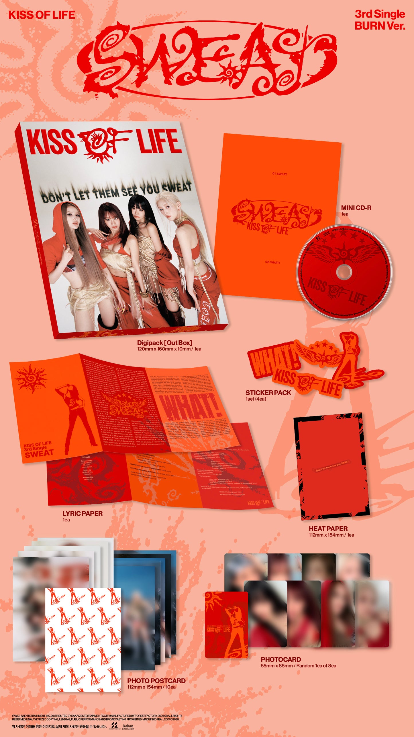 (Ktown4u Gift) KISS OF LIFE - 3rd Single Album [SWEAT] (BURN Ver.)