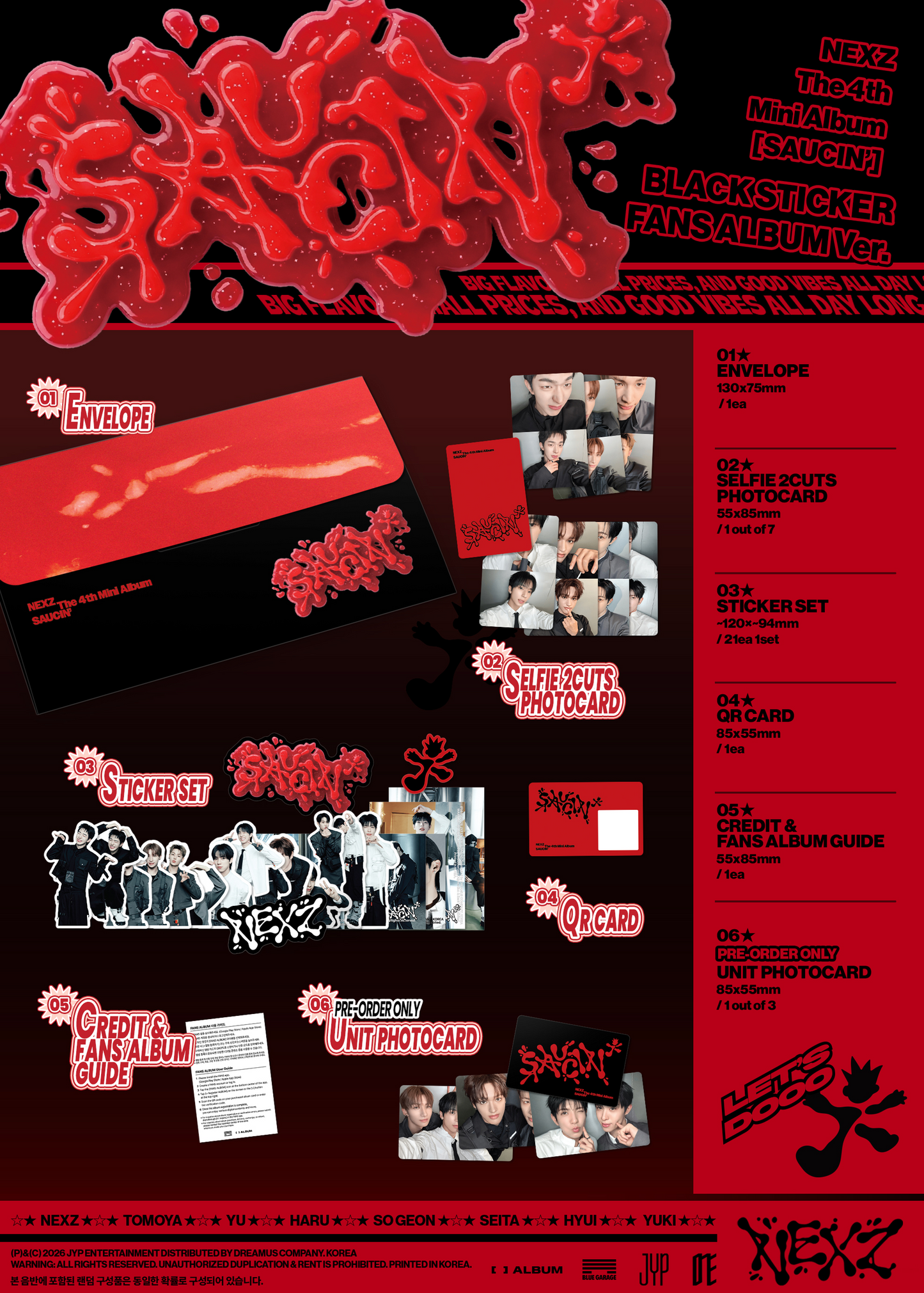 (Pre-order Bonus) NEXZ - 4th Mini Album [SAUCIN'] (STICKER FANS ALBUM Ver.)