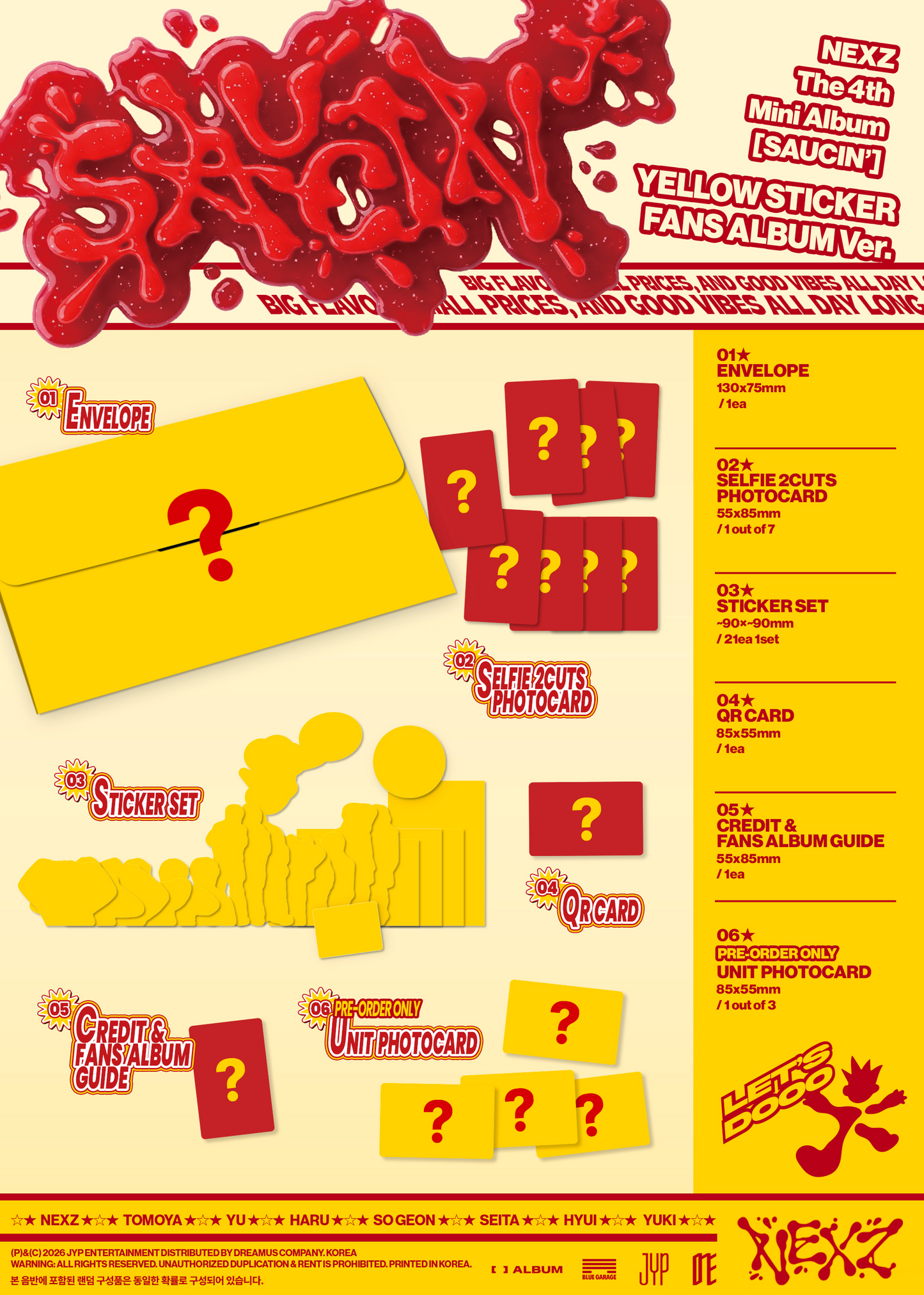 (Ktown4u Gift + Pre-order Bonus) NEXZ - 4th Mini Album [SAUCIN'] (STICKER FANS ALBUM Ver.)