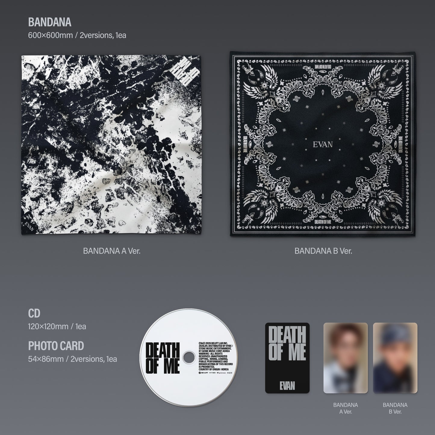 EVAN - 1st Mini Album [DEATH OF ME] (BANDANA Ver.)