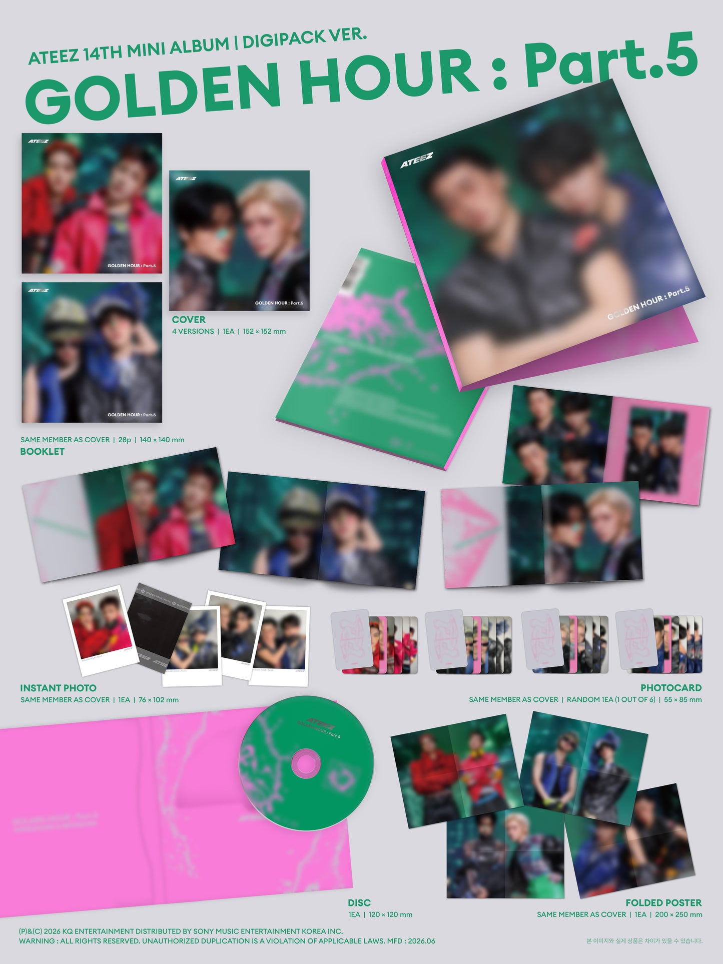 (SoundWave Gift) ATEEZ - 14th Mini Album [GOLDEN HOUR : Part.5] (DIGIPACK UNIT Ver.)