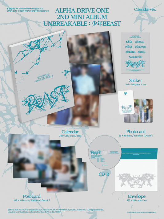 ALPHA DRIVE ONE - 2nd Mini Album [UNBREAKABLE : 少年BEAST] (Calendar Ver.)