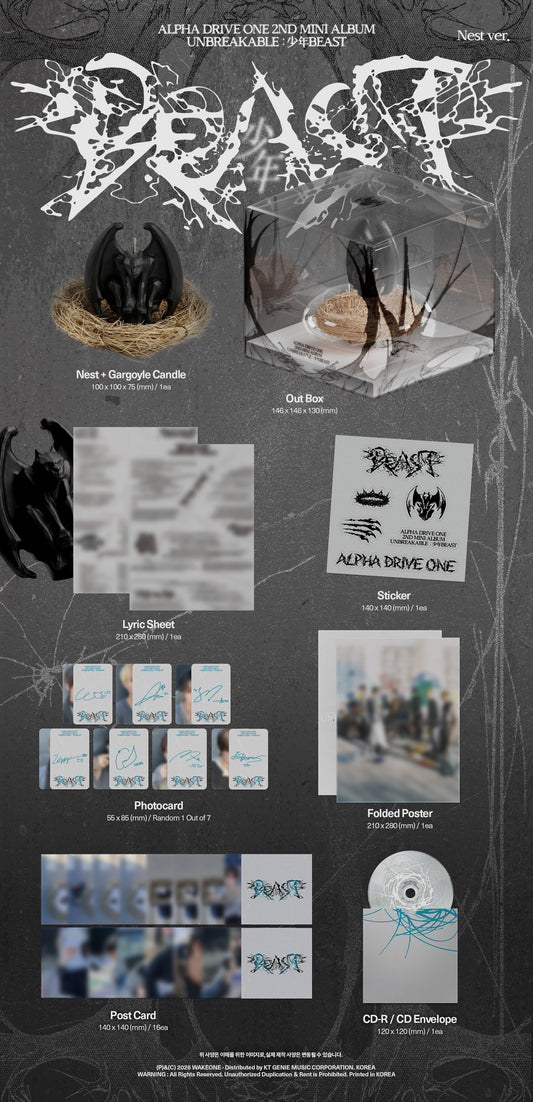 ALPHA DRIVE ONE - 2nd Mini Album [UNBREAKABLE : 少年BEAST] (Nest Ver.) (LIMITED)