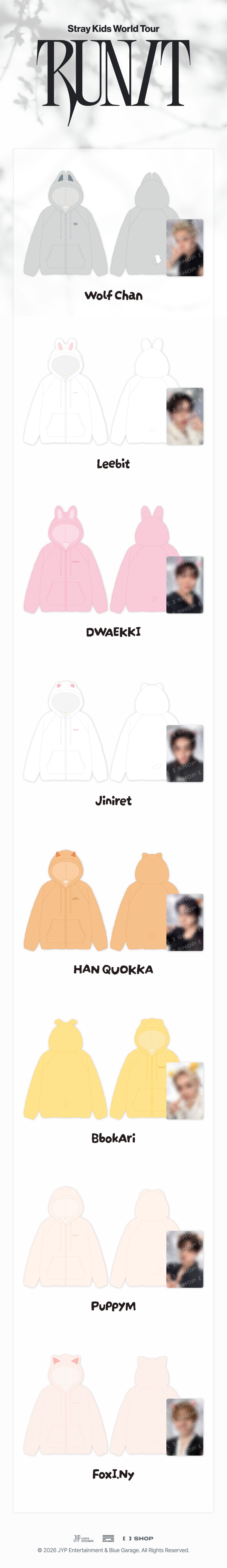 (+ Gift) Stray Kids - [2026 World Tour [RUN IT] MD] SKZOO FLEECE HOOD ZIP-UP