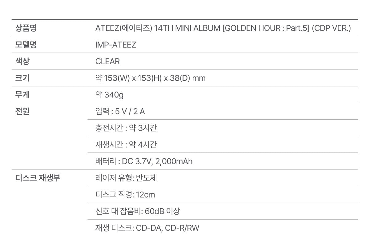 ATEEZ - 14th Mini Album [GOLDEN HOUR : Part.5] (CDP Ver.)