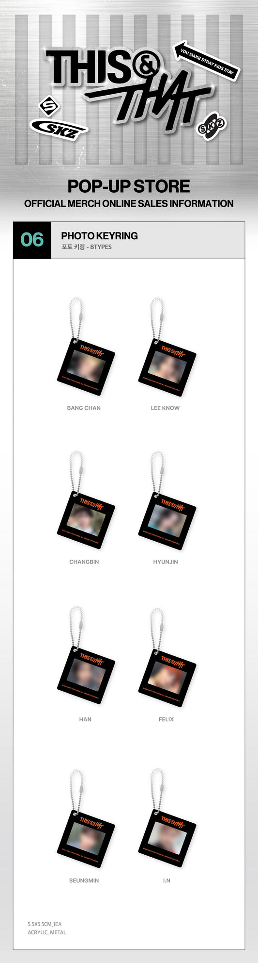 (+ Gift) Stray Kids - [[THIS & THAT] POP-UP MD] PHOTO KEYRING