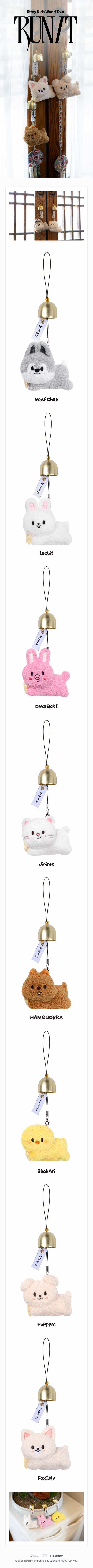 (+ Gift) Stray Kids - [2026 World Tour [RUN IT] MD] SKZOO PLUSH DOOR BELL KEYRING